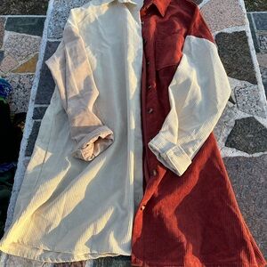 Two-Tone Corduroy Button-Up Shirt